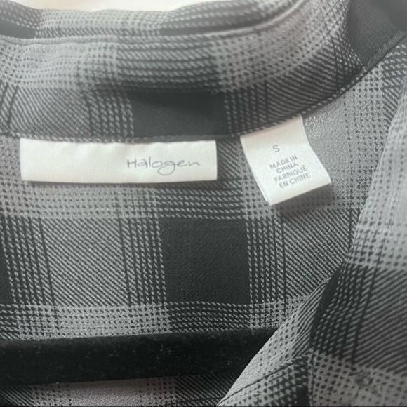 Halogen, Long-Sleeve, Sheer, Button-up, Size Small, Black Plaid - Picture 2 of 12